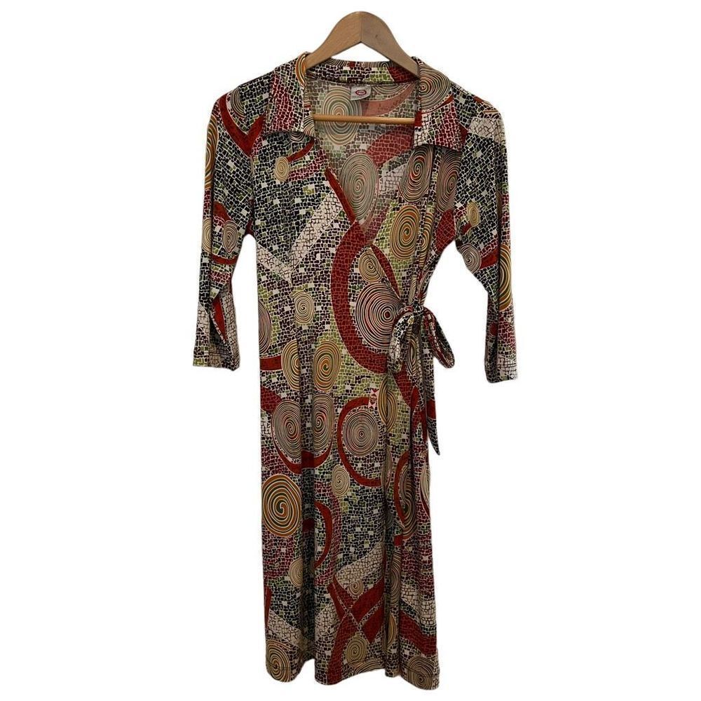 Johnny Was Maternity Retro Print Wrap Dress Size S